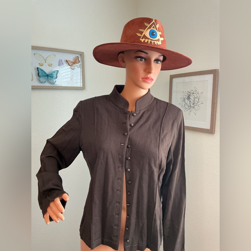 Due Per Due Espresso Button Front Cardigan Jacket L - Picture 4 of 8